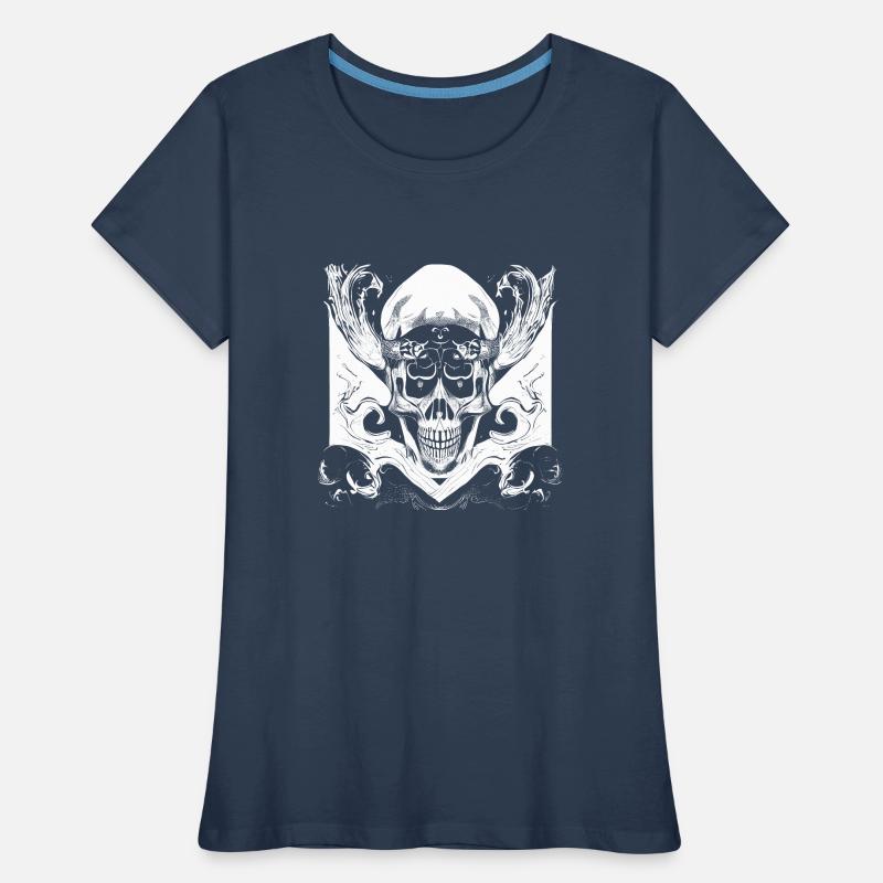 Halloween- oder Horror- Totenschädel mit Ornamente Frauen Premium Bio T-Shirt