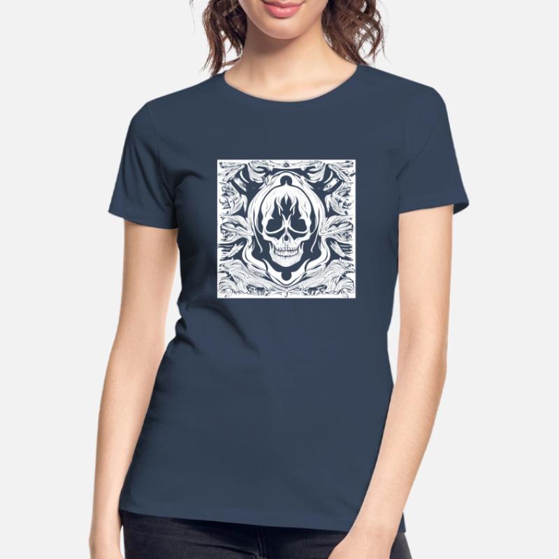 Halloween- oder Horror- Totenschädel mit Ornamente Frauen Premium Bio T-Shirt