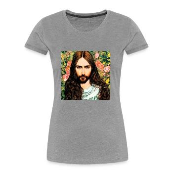 Portrait of Jesus Christ - Women's Premium Organic T-Shirt - navy - Front - Mia (176cm)