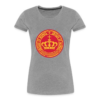 Citation de Jésus est roi - T-shirt bio Premium Femme - bleu marine - Devant - Mia (176cm)