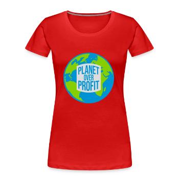 planet over profit Zitat - Frauen Premium Bio T-Shirt - Navy - Vorne - Mia (176cm)