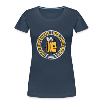 bee different saying quote - Women's Premium Organic T-Shirt - navy - Front - Mia (176cm)