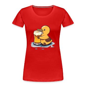 Süßes Entlein mit Bier. Lustiges Bier mit Tier - Frauen Premium Bio T-Shirt - Navy - Vorne - Mia (176cm)