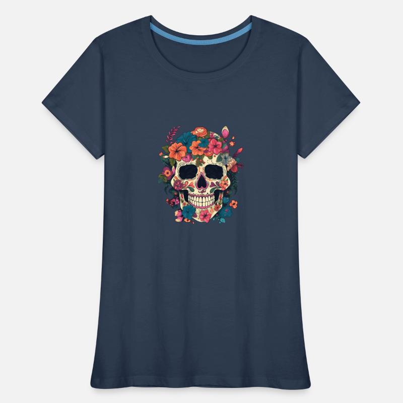 Crâne composé de fleur T-shirt bio Premium Femme