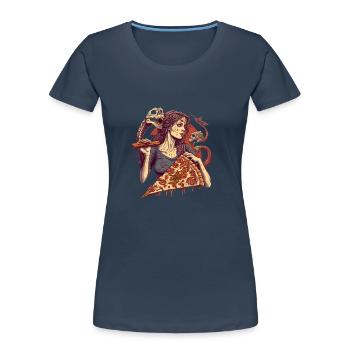 SnakeDevilsSlice - ThePizzfather - Frauen Premium Bio T-Shirt - Navy - Vorne - Mia (176cm)