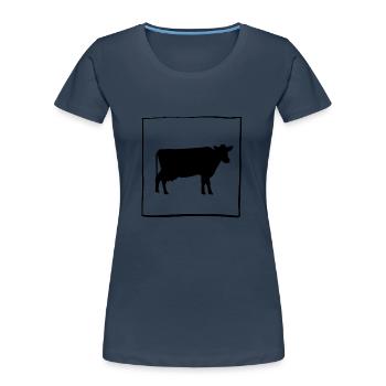 Kuh 1 - Frauen Premium Bio T-Shirt - Navy - Vorne - Mia (176cm)
