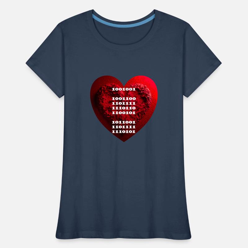 Encrypted declaration of love in binary code Women's Premium Organic T-Shirt