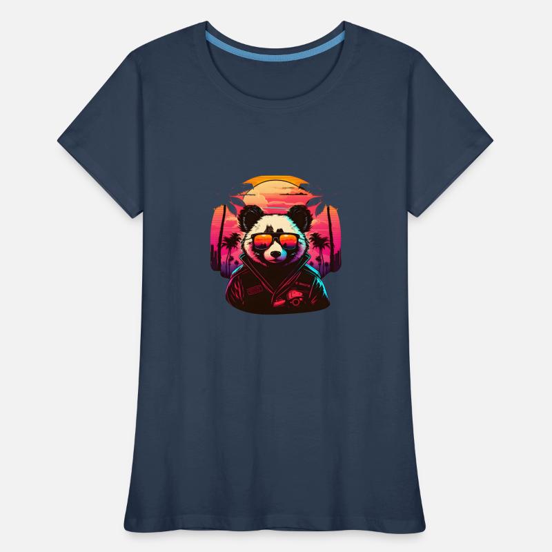 Synthwave Panda Sunset Frauen Premium Bio T-Shirt