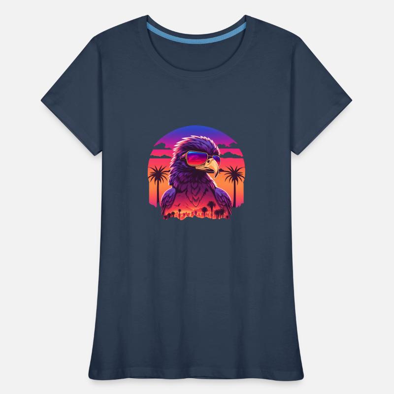 Synthwave eagle Frauen Premium Bio T-Shirt