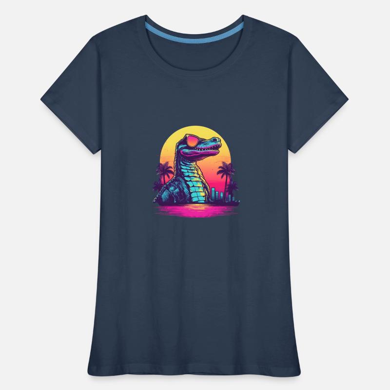 Synthwave crocodile sunset Frauen Premium Bio T-Shirt