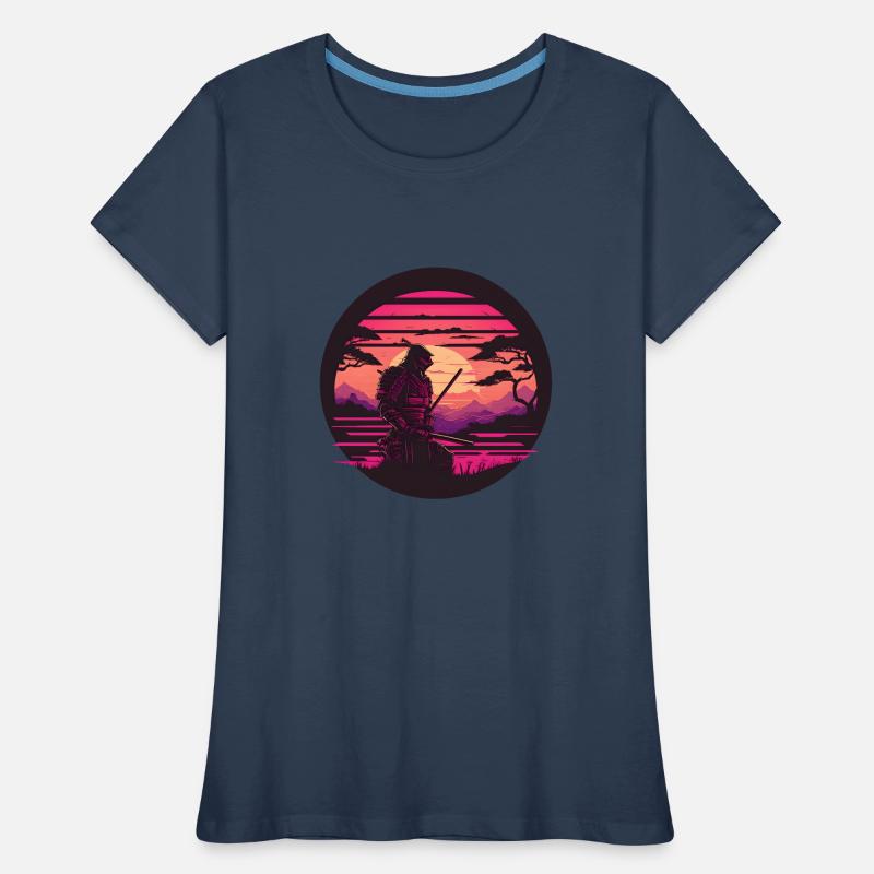 Synthwave Samurai with katana Frauen Premium Bio T-Shirt