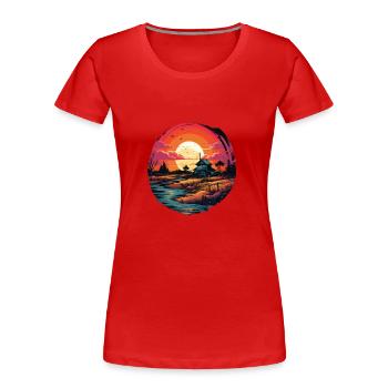Landschaft - Frauen Premium Bio T-Shirt - Navy - Vorne - Mia (176cm)