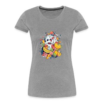 Monstro fruits n°3 - T-shirt bio Premium Femme - bleu marine - Devant - Mia (176cm)