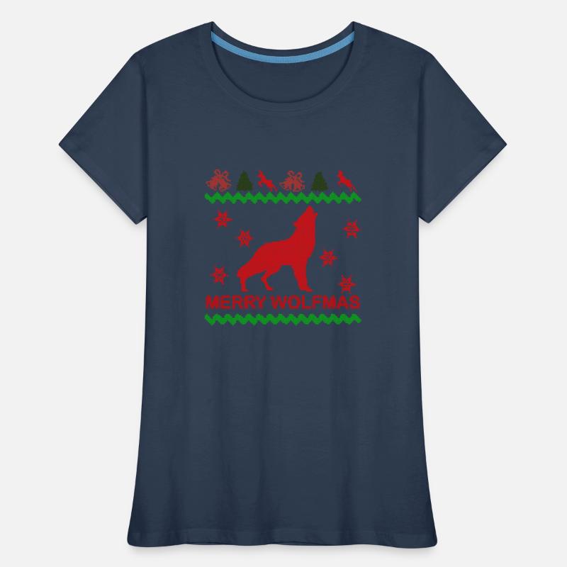 Merry Wolfmas Wolf Merry Ugly Christmas Pullover Frauen Premium Bio T-Shirt