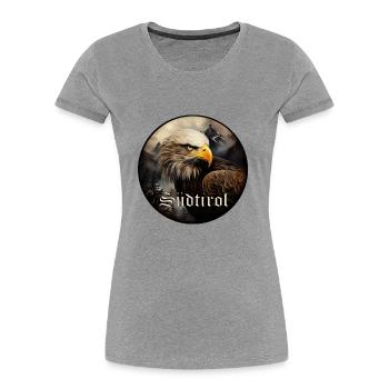 L’aigle du Tyrol du Sud fidèle à la terre - T-shirt bio Premium Femme - bleu marine - Devant - Mia (176cm)