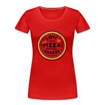 Liebe ist eine Pizza mit extra Käse - Frauen Premium Bio T-Shirt - Navy - Vorne - Mia (176cm)