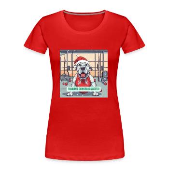 The Jingle Bells - Doggy Edition - Women's Premium Organic T-Shirt - navy - Front - Mia (176cm)