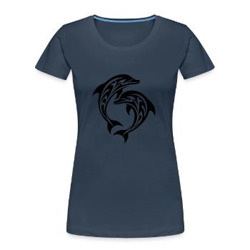 Tribal Tattoo Jumping Dolphins - Women's Premium Organic T-Shirt - navy - Front - Mia (176cm)