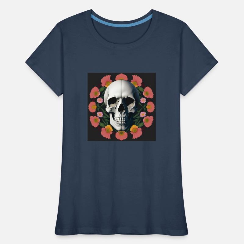 Flower-Skull Frauen Premium Bio T-Shirt