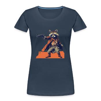 raccoon gunslinger - Women's Premium Organic T-Shirt - navy - Front - Mia (176cm)