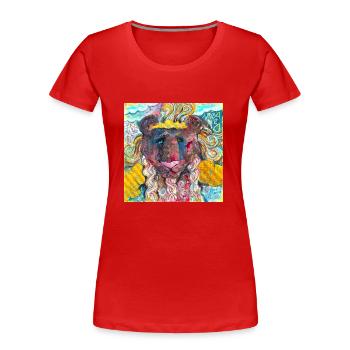 Kriegerischer Löwe - Frauen Premium Bio T-Shirt - Navy - Vorne - Mia (176cm)