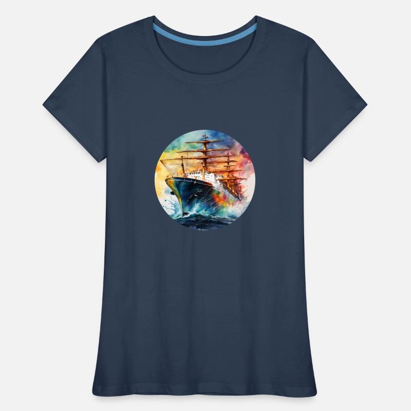 Schiff Gross runder Batch Frauen Premium Bio T-Shirt