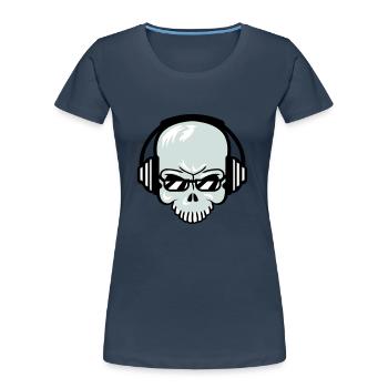 Schädel Skelett Totenkopf Horror Halloween Kopf - Frauen Premium Bio T-Shirt - Navy - Vorne - Mia (176cm)