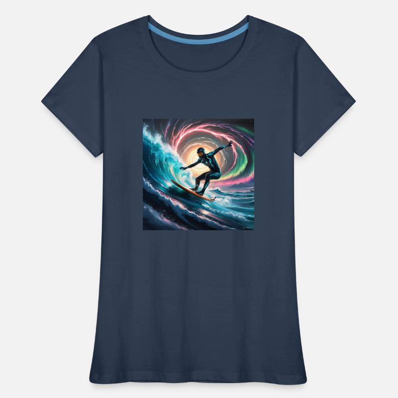 Pulsar Surfer – Ein Sci-Fi-Abenteuer auf kosmische Frauen Premium Bio T-Shirt