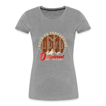 Anniversaire emblématique de 1972 - T-shirt bio Premium Femme - bleu marine - Devant - Mia (176cm)