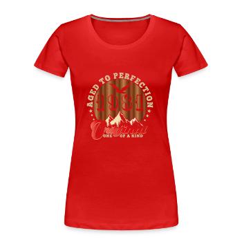 Anniversaire emblématique de 1981 - T-shirt bio Premium Femme - bleu marine - Devant - Mia (176cm)