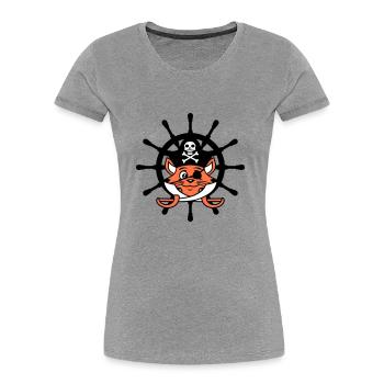 Pirat Katze Säbel Steuerrad Seeräuber Augenklappe - Frauen Premium Bio T-Shirt - Navy - Vorne - Mia (176cm)
