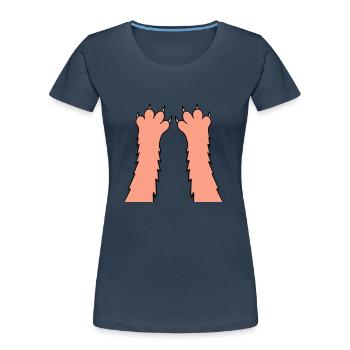 Cats, claws, paws, paws, sharp claws, scratching - Women's Premium Organic T-Shirt - navy - Front - Mia (176cm)