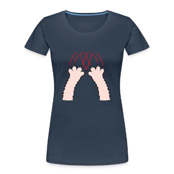 Cats, Claws, Paws, Paws, Claws, Scratches, Stripes - Women's Premium Organic T-Shirt - navy - Front - Mia (176cm)