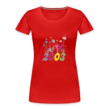 Geburtsjahr 2003 Wildblumen - Frauen Premium Bio T-Shirt - Navy - Vorne - Mia (176cm)