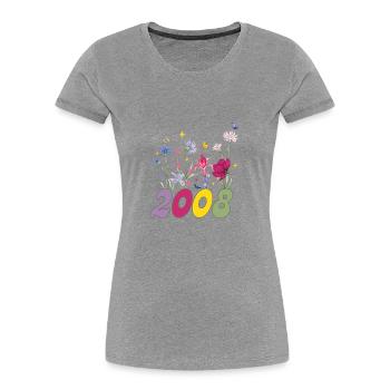 Year of birth 2008 wildflowers - Women's Premium Organic T-Shirt - navy - Front - Mia (176cm)