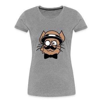 Sir Cat Gentleman Chapeau Costume Monocle Riche M. - T-shirt bio Premium Femme - bleu marine - Devant - Mia (176cm)