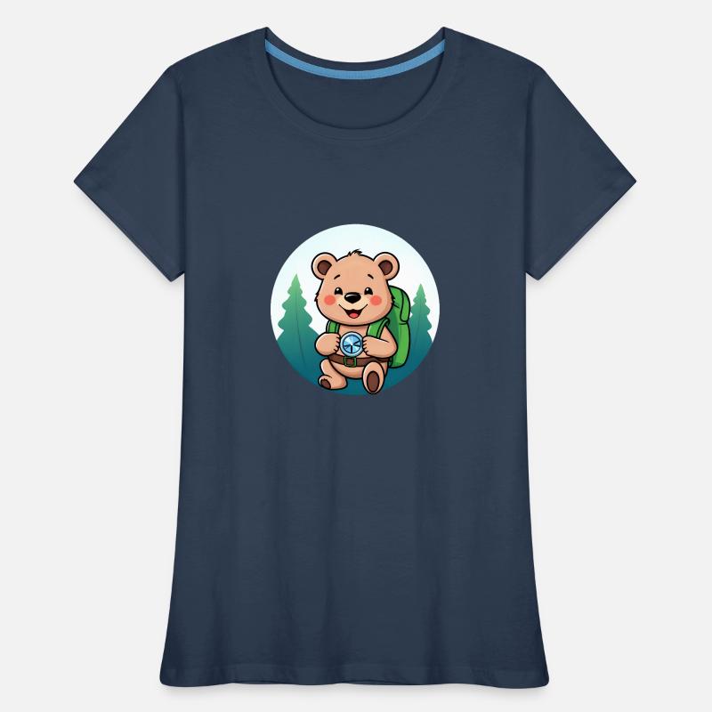 Cozy Bear Exploring Forest Path Women's Premium Organic T-Shirt