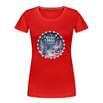 La magie de l’hiver est dans l’air – Paysage d’hiver - T-shirt bio Premium Femme - bleu marine - Devant - Mia (176cm)