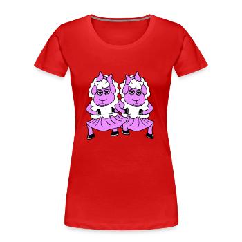 2 Couple de moutons Fatigué Ennuyé Copines Cool - T-shirt bio Premium Femme -  - Devant - Mia (176cm)