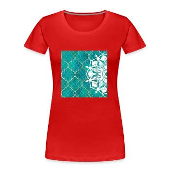 Teal Mandala Moroccan Art - Women's Premium Organic T-Shirt - navy - Front - Mia (176cm)