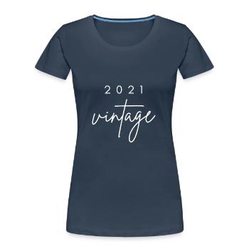 Jahrgang 2021 Jubiläum - Frauen Premium Bio T-Shirt - Navy - Vorne - Mia (176cm)