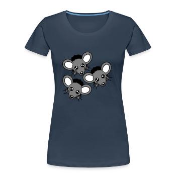 3 souris Trou mural Trou de souris Trois amis Équipe Équipage - T-shirt bio Premium Femme - bleu marine - Devant - Mia (176cm)