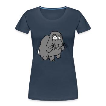 Lapin Lapin Drôle Visage Grimace Sourire - T-shirt bio Premium Femme - bleu marine - Devant - Mia (176cm)