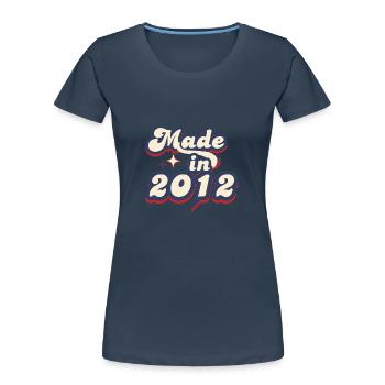 Made in 2012 retro - Women's Premium Organic T-Shirt - navy - Front - Mia (176cm)