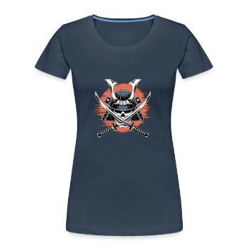 Japanischer Samurai-Krieger - Frauen Premium Bio T-Shirt - Navy - Vorne - Mia (176cm)