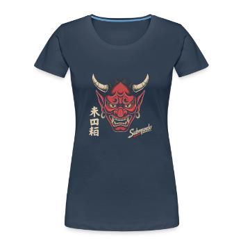 Japanische Maske - Frauen Premium Bio T-Shirt - Navy - Vorne - Mia (176cm)