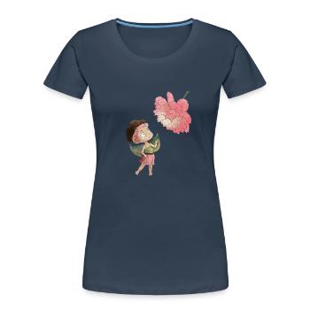 Zauberhafte Fee mit Pfingstrose - Frauen Premium Bio T-Shirt - Navy - Vorne - Mia (176cm)