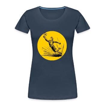 Goalkeeper (black and yellow) - Women's Premium Organic T-Shirt - navy - Front - Mia (176cm)