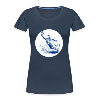 Goalkeeper (blue and white) - Women's Premium Organic T-Shirt - navy - Front - Mia (176cm)