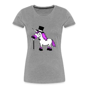 Licorne Sir Gentleman Mr. Rich Monocle Chapeau haut de forme - T-shirt bio Premium Femme - bleu marine - Devant - Mia (176cm)